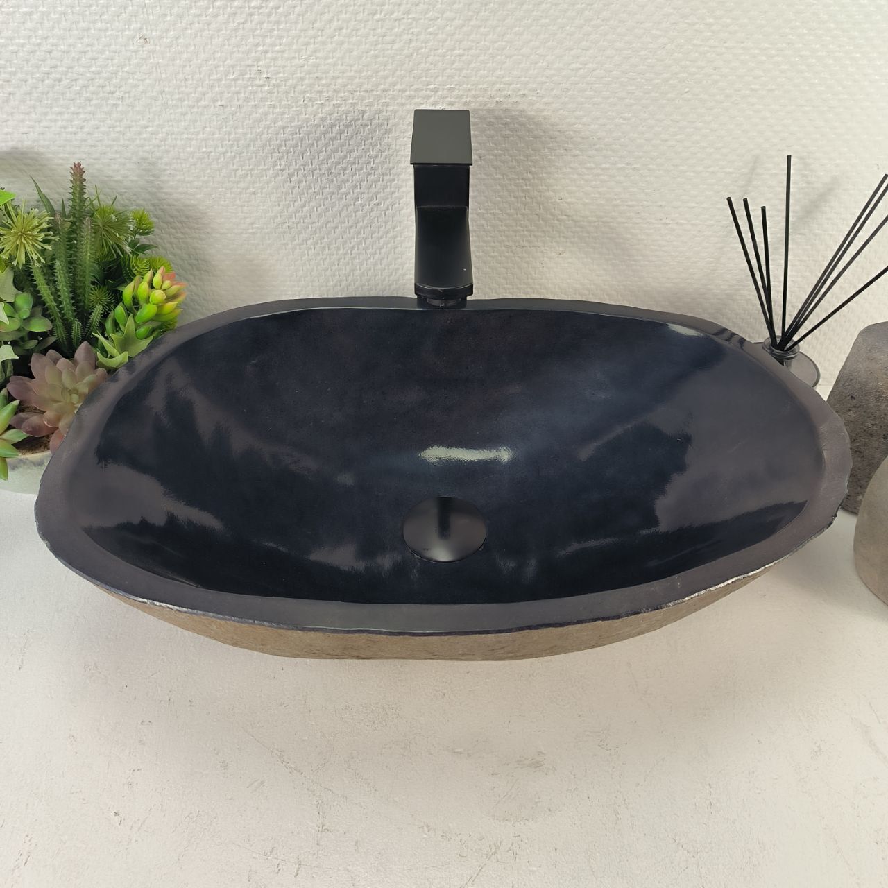 Раковина из речного камня RS-65493 53*34*16 из натурального камня
