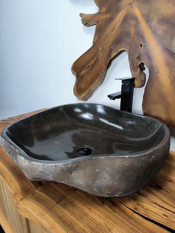 Раковина из речного камня RS-66714 56х49х15 из натурального камня