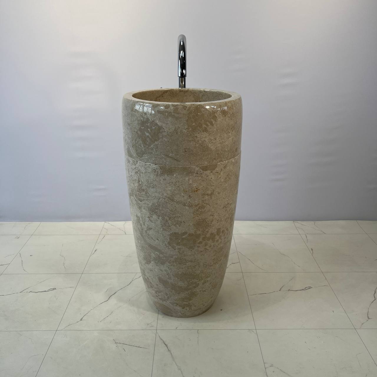 Раковина напольная из мрамора Round Midle Cream MN-67055 45*45*90
