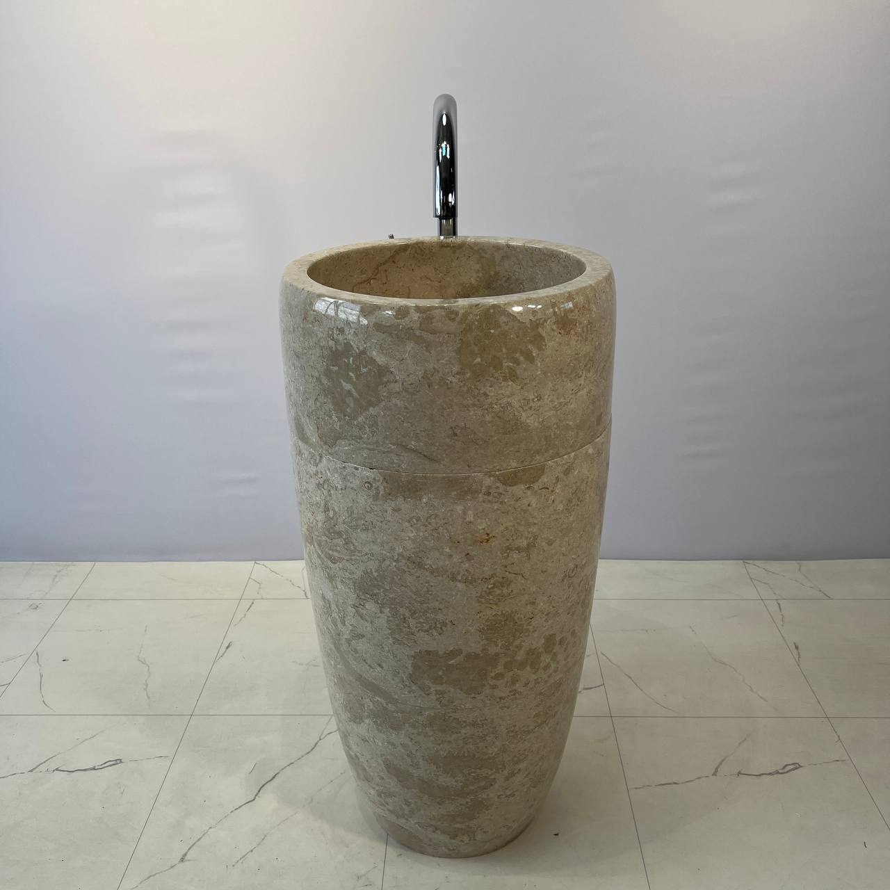 Раковина напольная из мрамора Round Midle Cream MN-67055 45*45*90