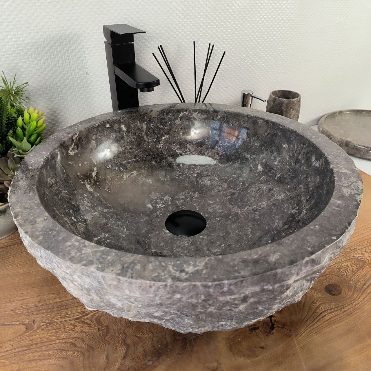 Раковина из мрамора Erozy Grey EM-64527 46*46*15 из натурального камня