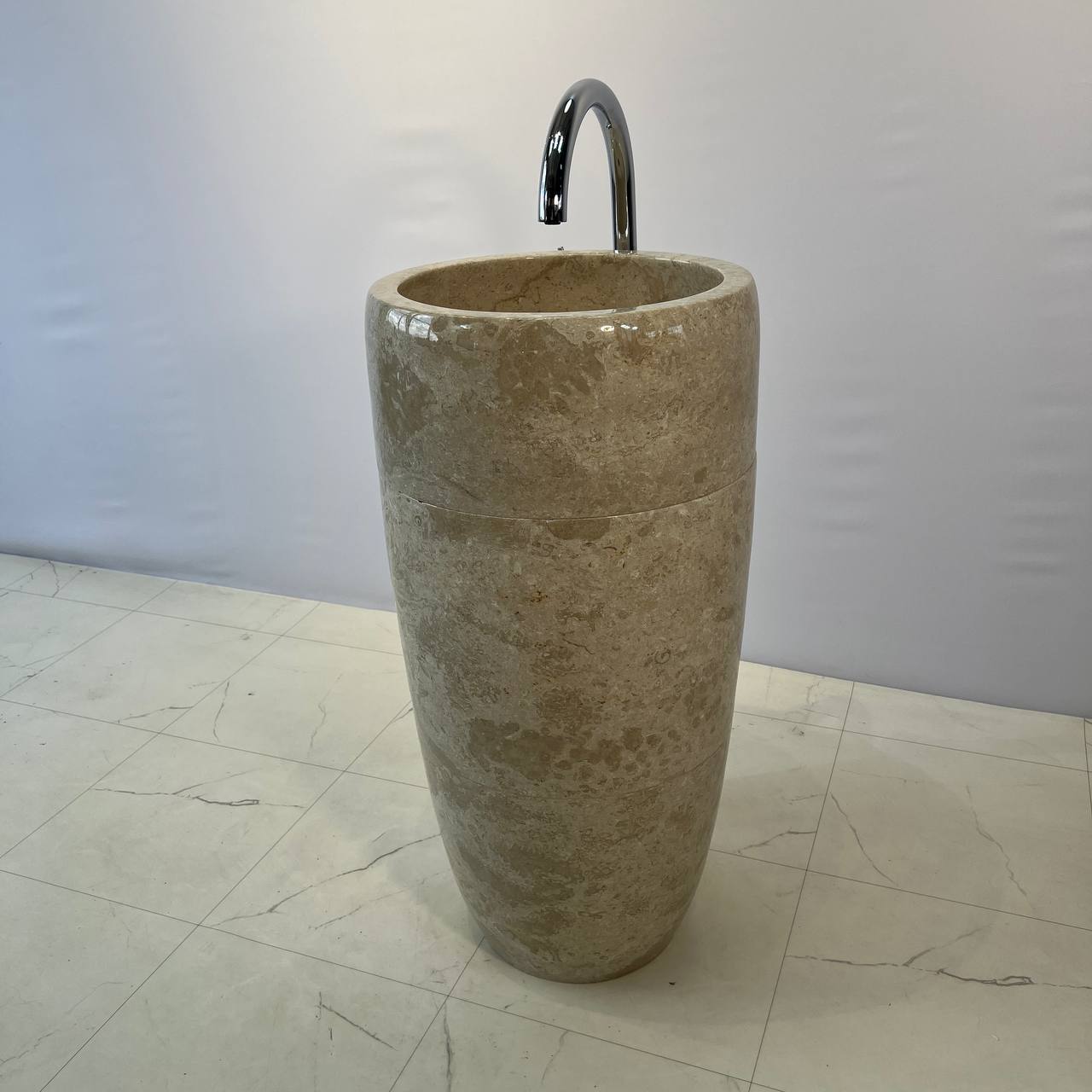 Раковина напольная из мрамора Round Midle Cream MN-67055 45*45*90