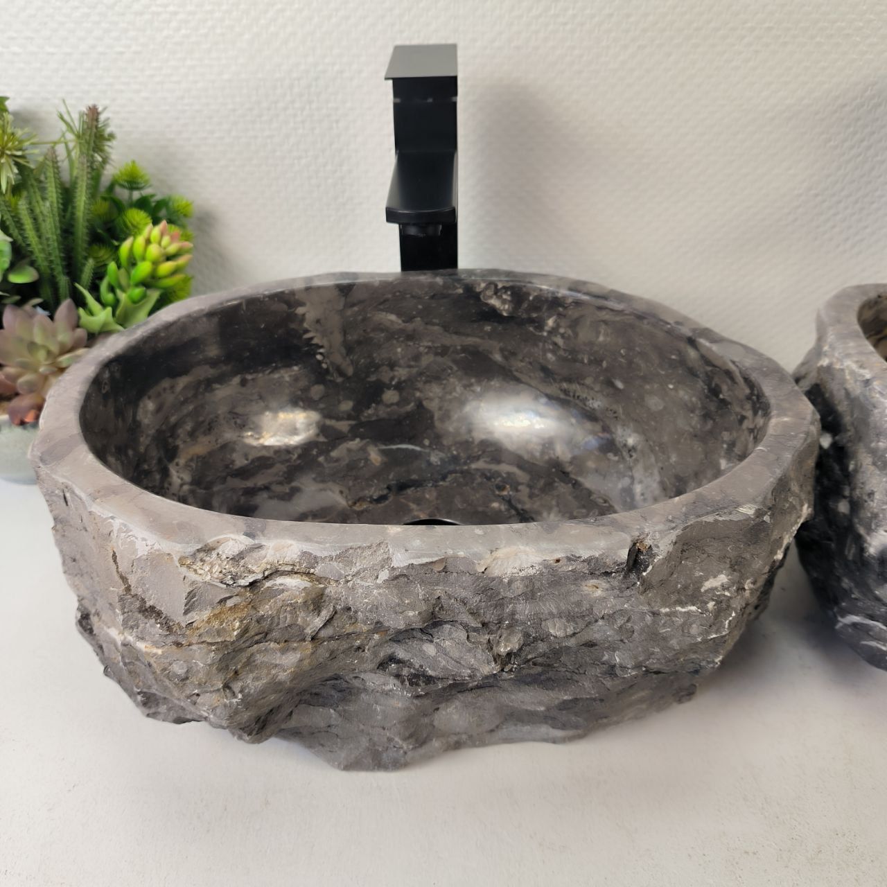 Раковина из мрамора ПАРА! Erozy Grey EM-65322 40*32*16 из натурального камня