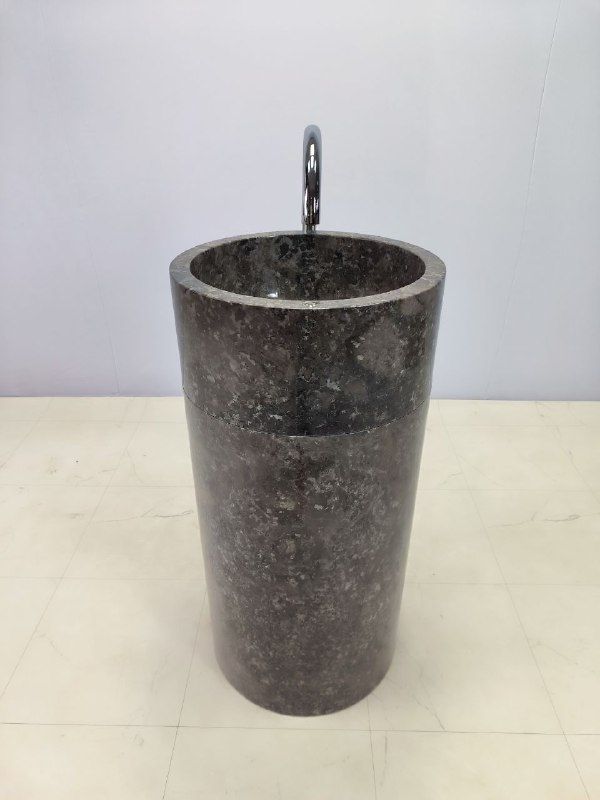Раковина напольная из мрамора Silinder Grey MN-66265 45х45х90 из натурального камня