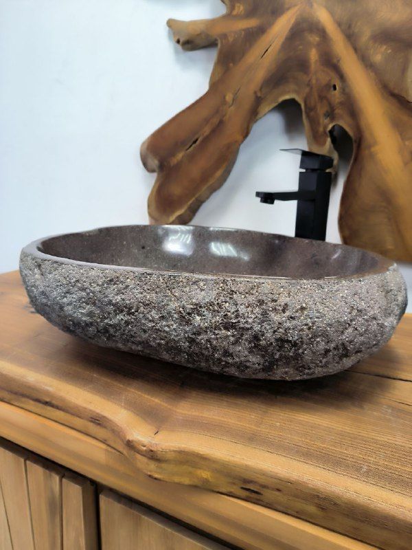 Раковина из речного камня RS-66431 55х42х15 из натурального камня