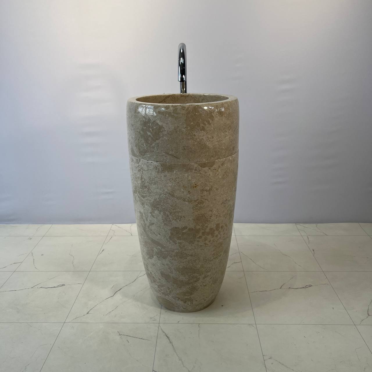 Раковина напольная из мрамора Round Midle Cream MN-67055 45*45*90