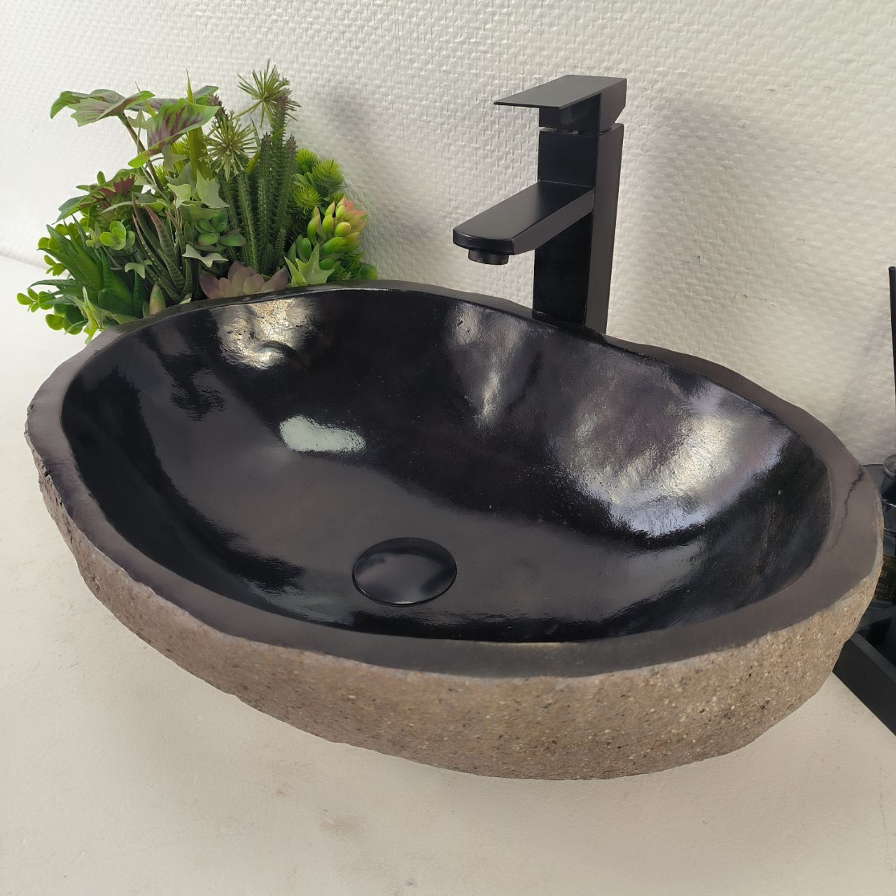 Раковина из речного камня RS-65000 50*37*15 из натурального камня