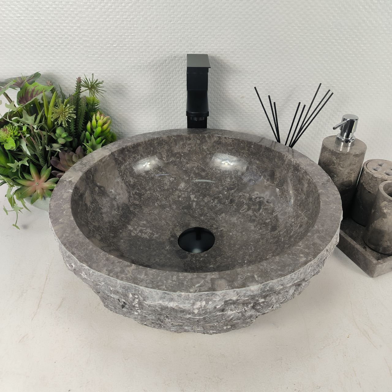 Раковина из мрамора Erozy Grey EM-64671 46*46*15 из натурального камня