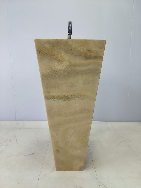 Раковина напольная из оникса Square Yellow ON-66242 40х40х90 из натурального камня