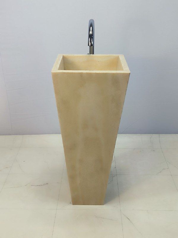Раковина напольная из оникса Square Yellow ON-66187 40х40х90 из натурального камня