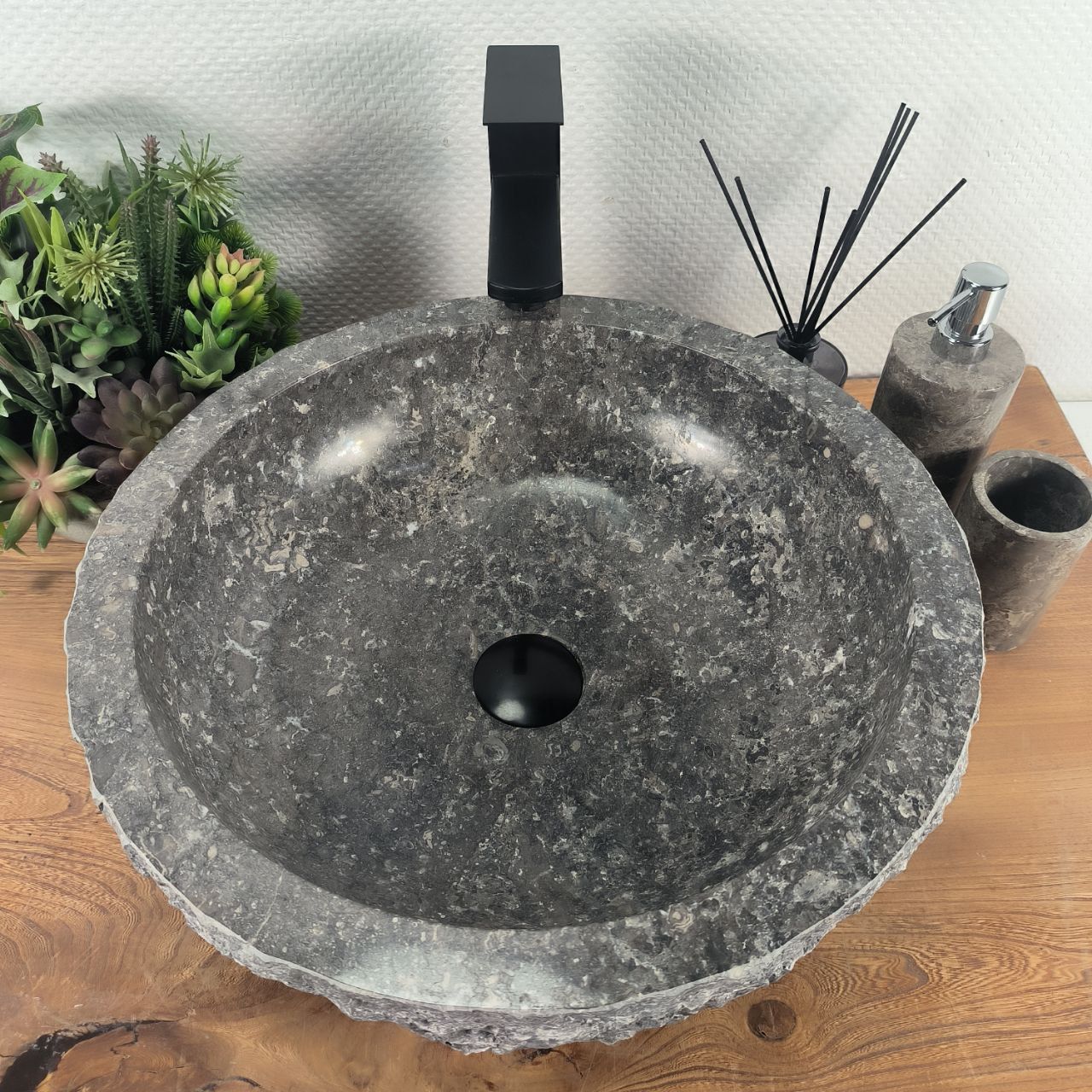 Раковина из мрамора Erozy Grey EM-64683 46*46*15 из натурального камня
