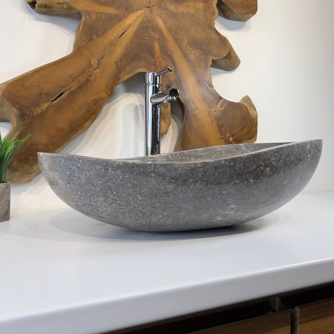 Раковина из мрамора Oval Grey OM-66796 60*40*18 из натурального камня