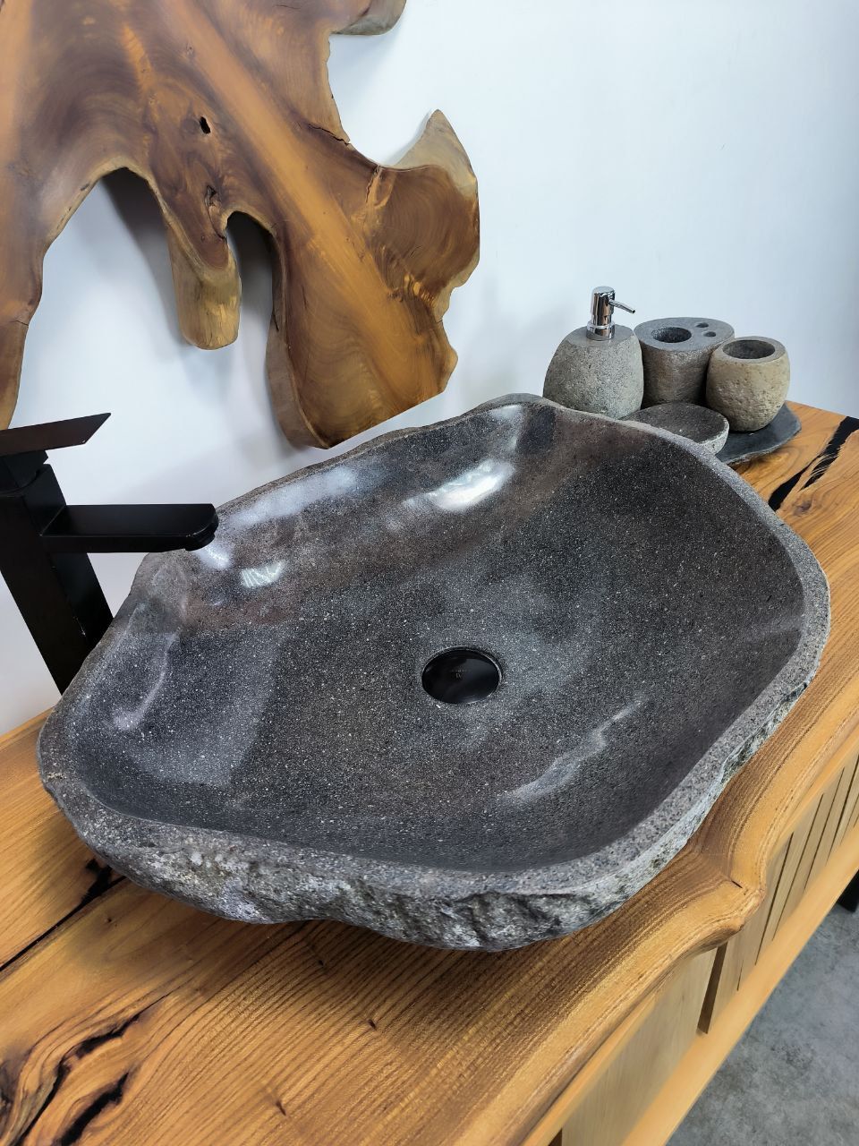 Раковина из речного камня RS-66415 60х49х15 из натурального камня