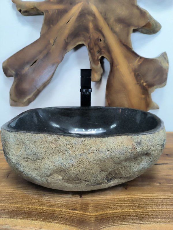 Раковина из речного камня RS-66563 44х33х15 из натурального камня