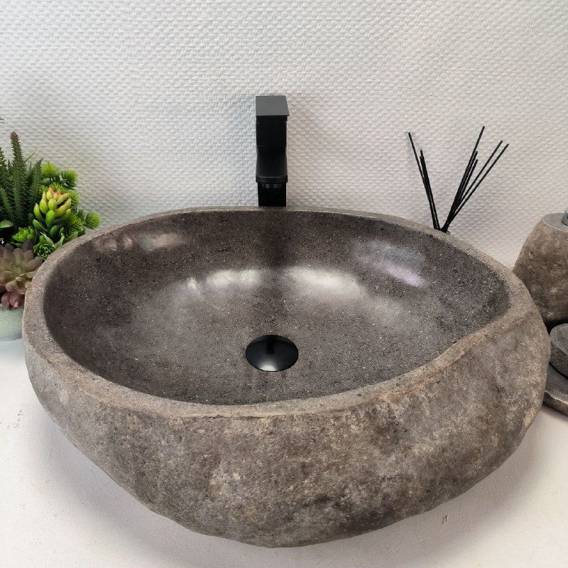 Раковина из речного камня RS-63442 (57*46*16) из натурального камня