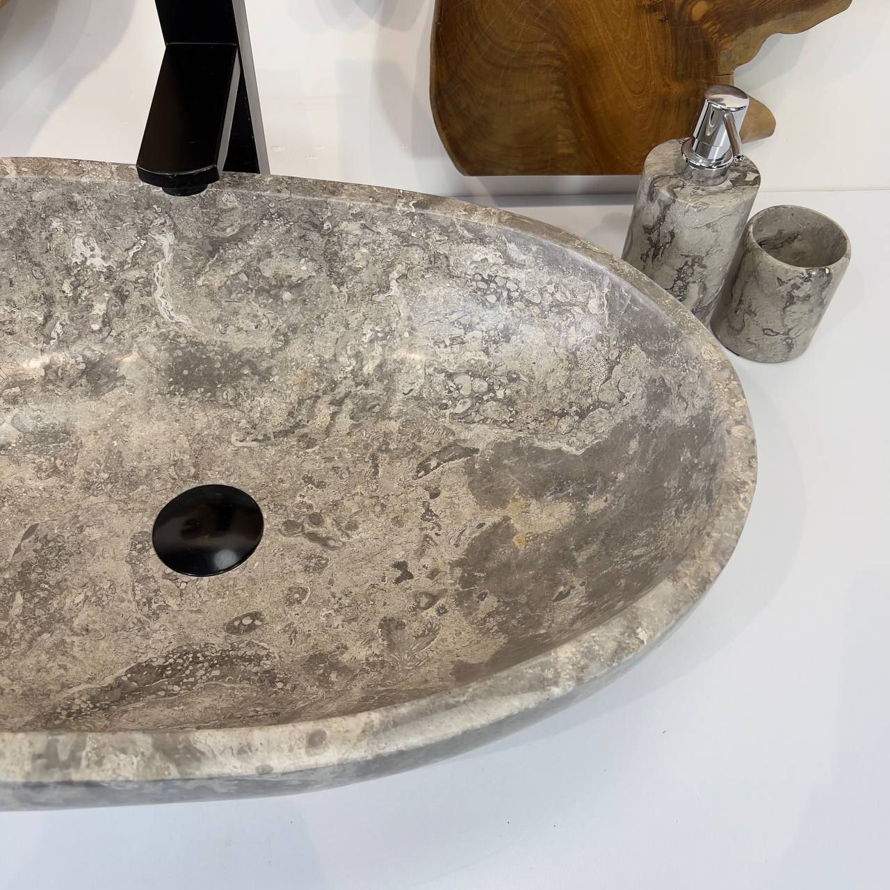 Раковина из мрамора Oval Grey OM-66802 60*40*18 из натурального камня
