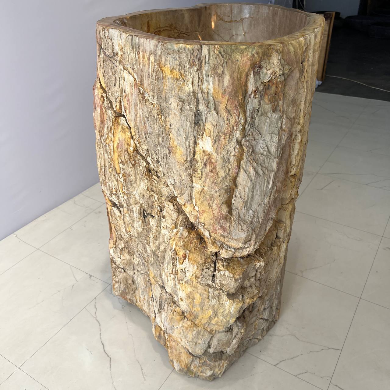 Раковина напольная из окаменелого дерева ODN-67058 56*45*90
