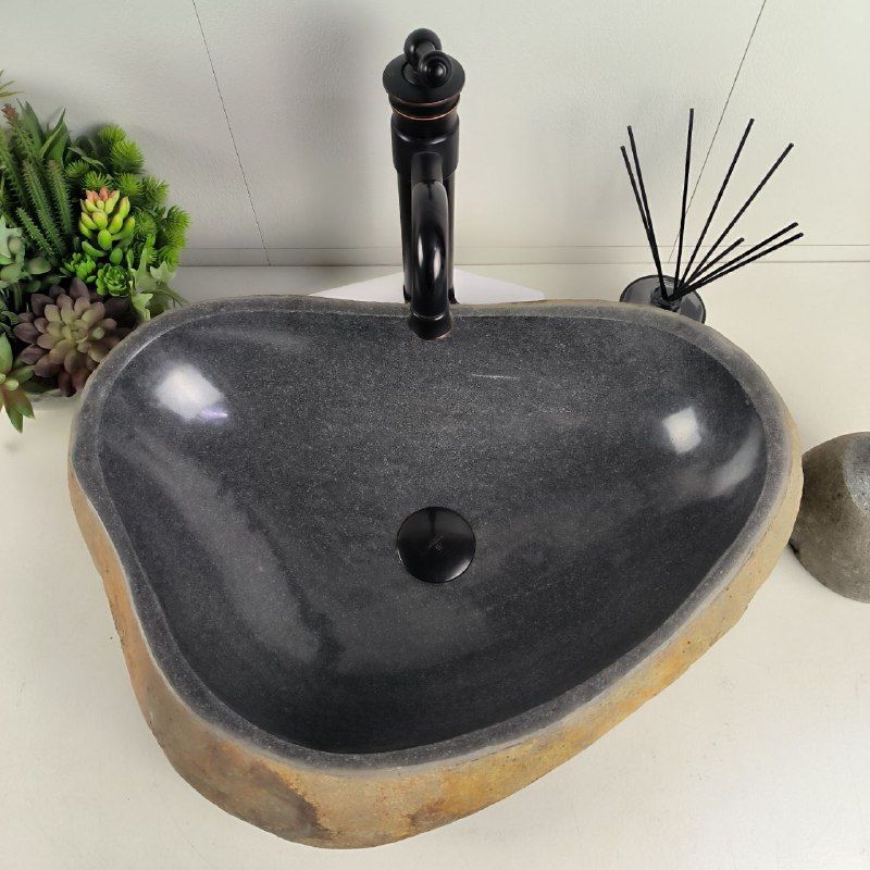 Раковина из речного камня RS-62080 (57*42*15) из натурального камня