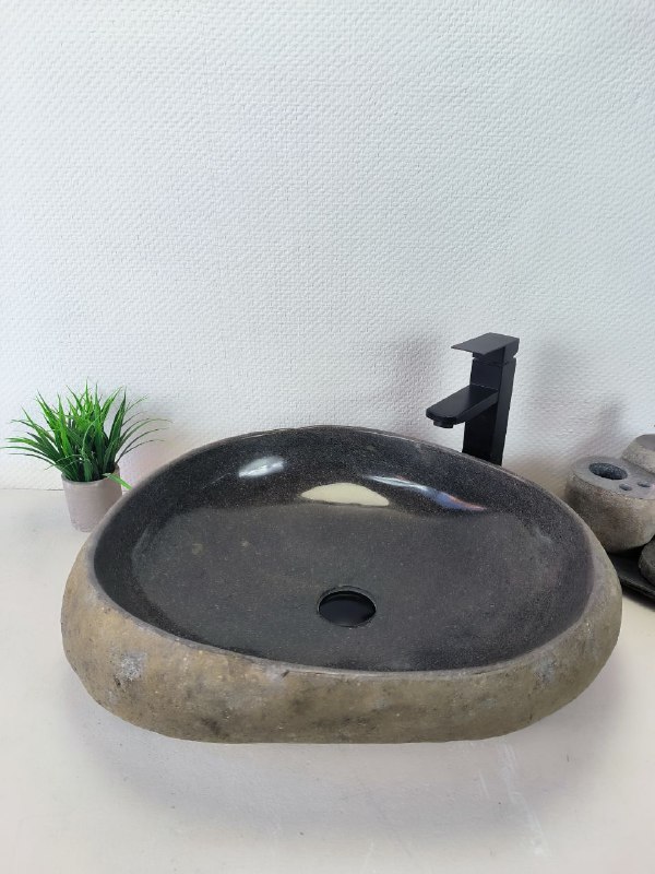 Раковина из речного камня RS-66190 59х52х15 из натурального камня