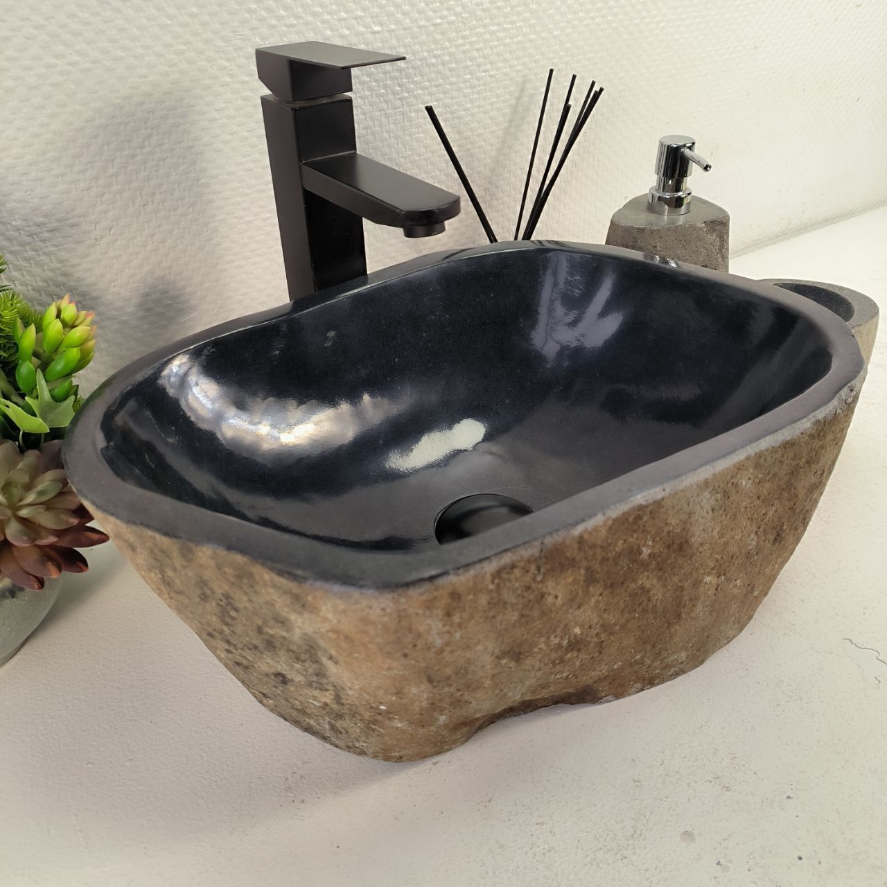Раковина из речного камня RS-65599 43*40*15 из натурального камня