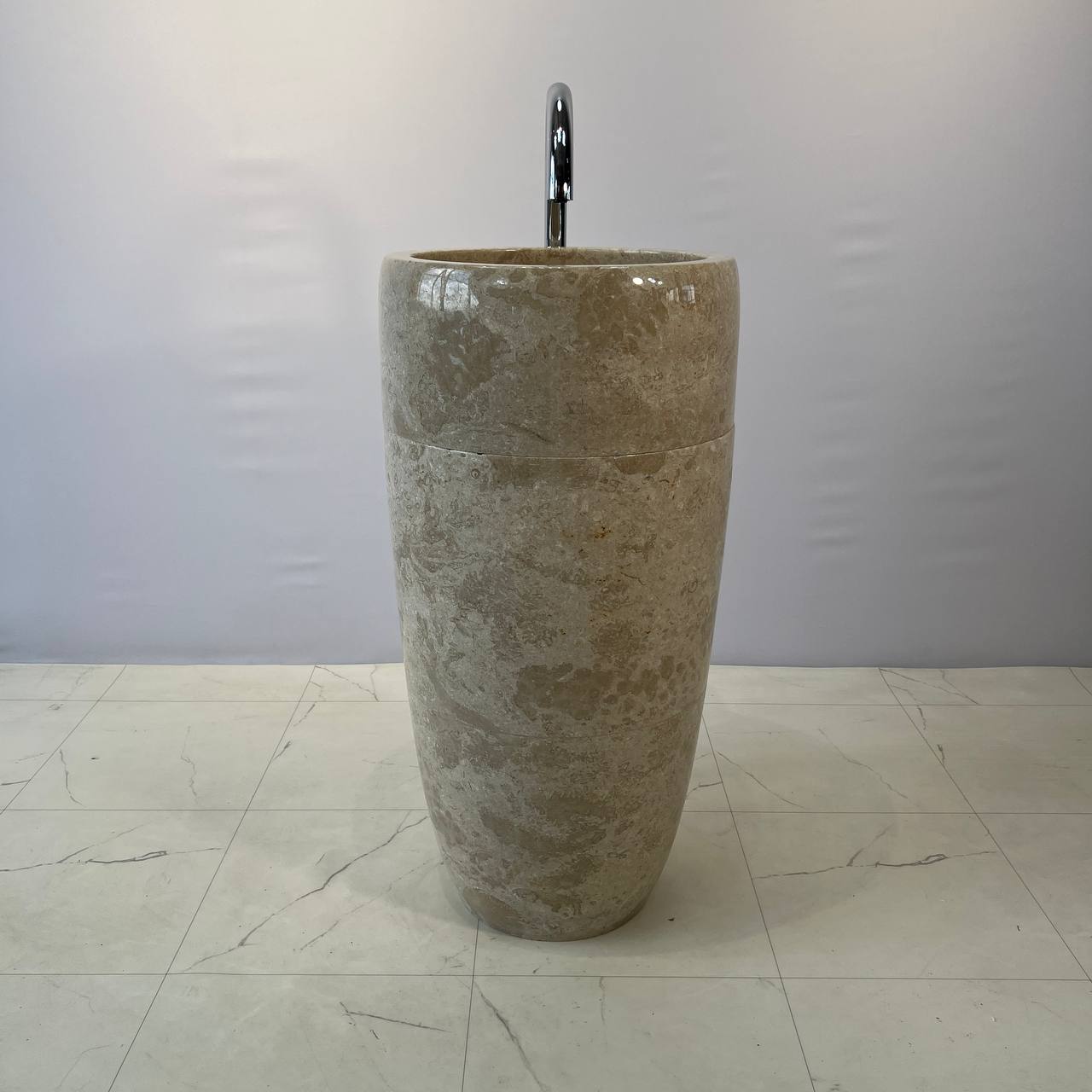 Раковина напольная из мрамора Round Midle Cream MN-67055 45*45*90