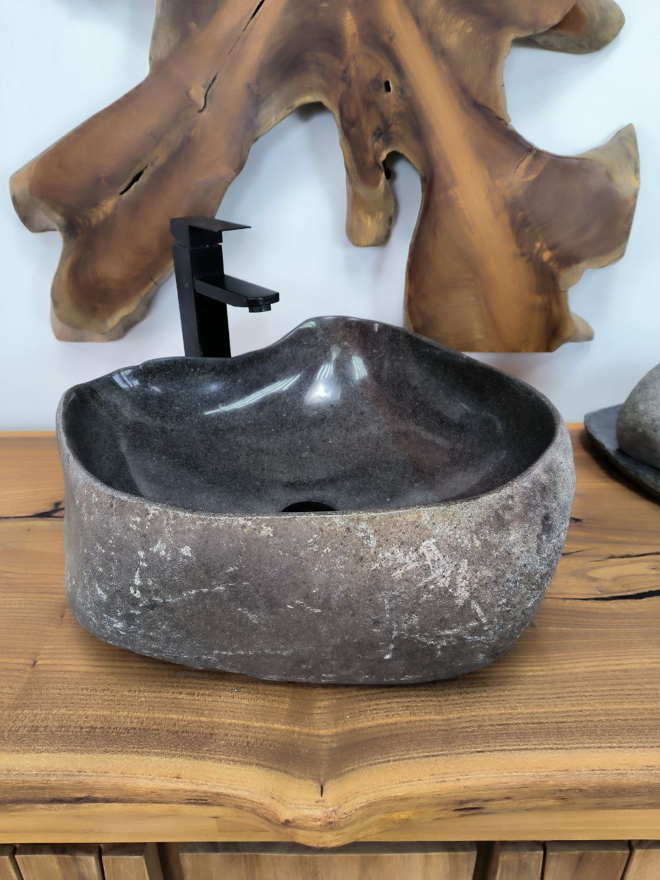 Раковина из речного камня RS-66286 47х46х17 из натурального камня