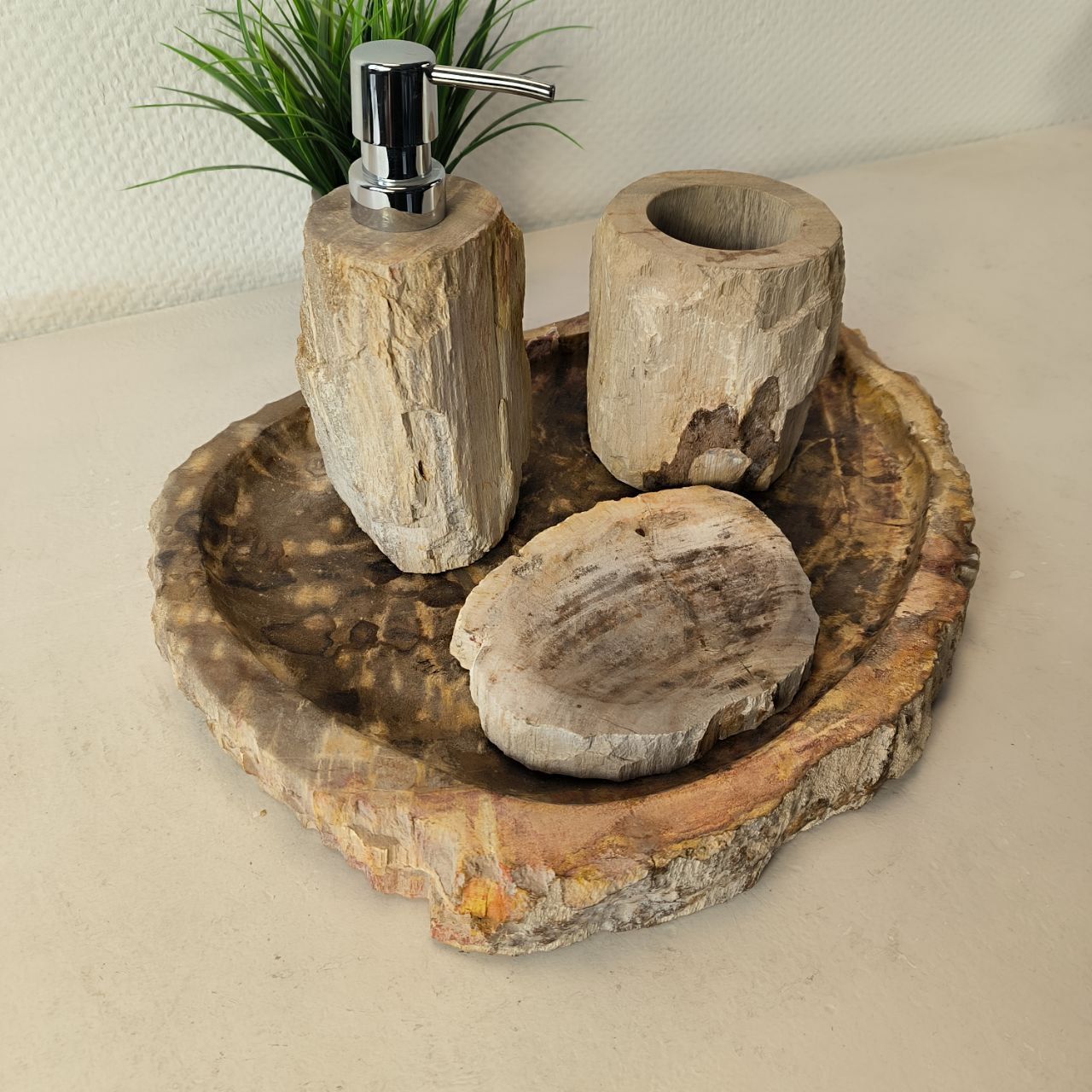 Набор из окаменелого дерева 4 предм Fossil Set NF-63066 поднос 30см*44см