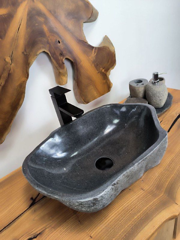 Раковина из речного камня RS-66330 52х35х15 из натурального камня
