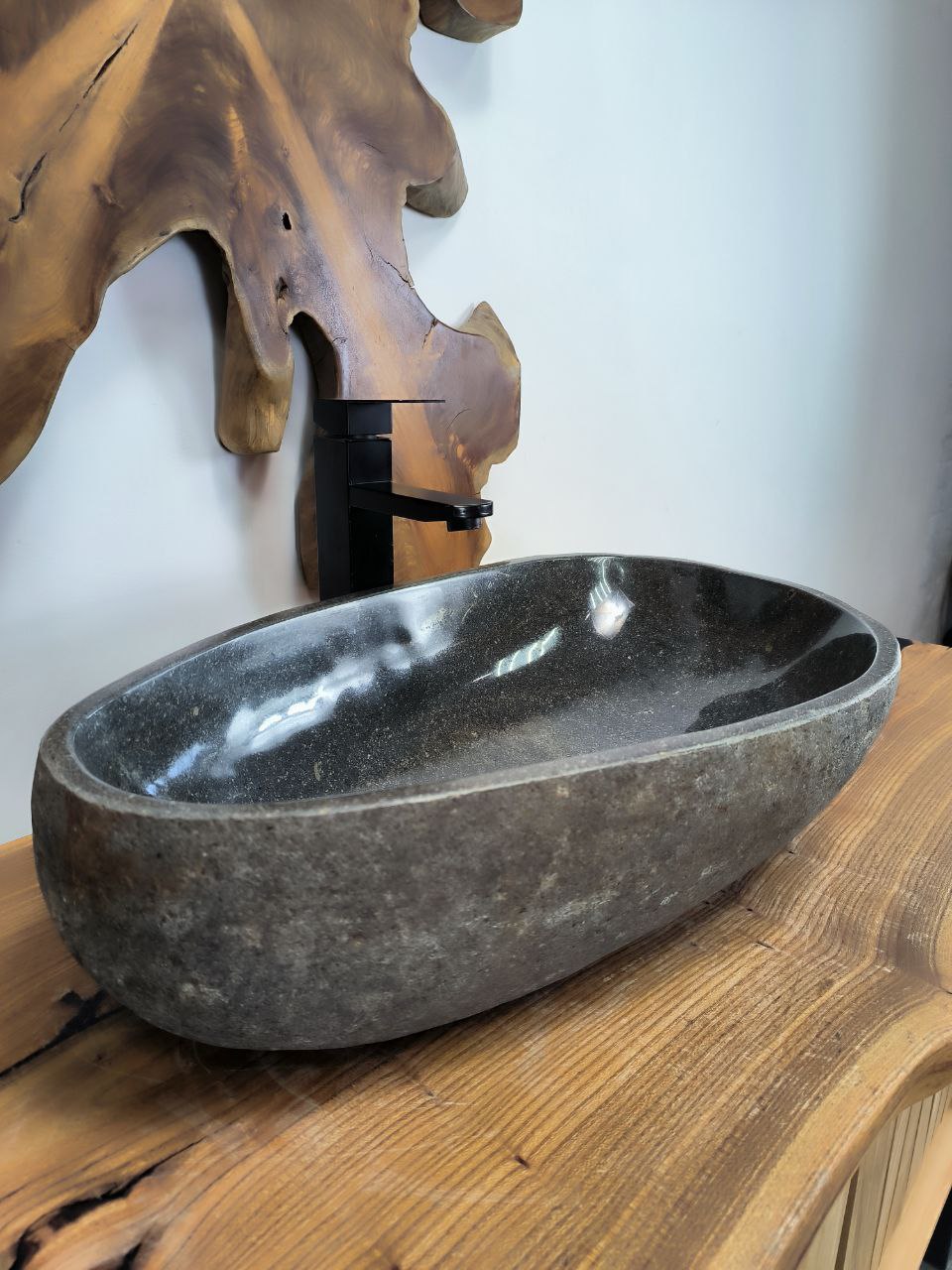 Раковина из речного камня RS-66527 59х36х15 из натурального камня