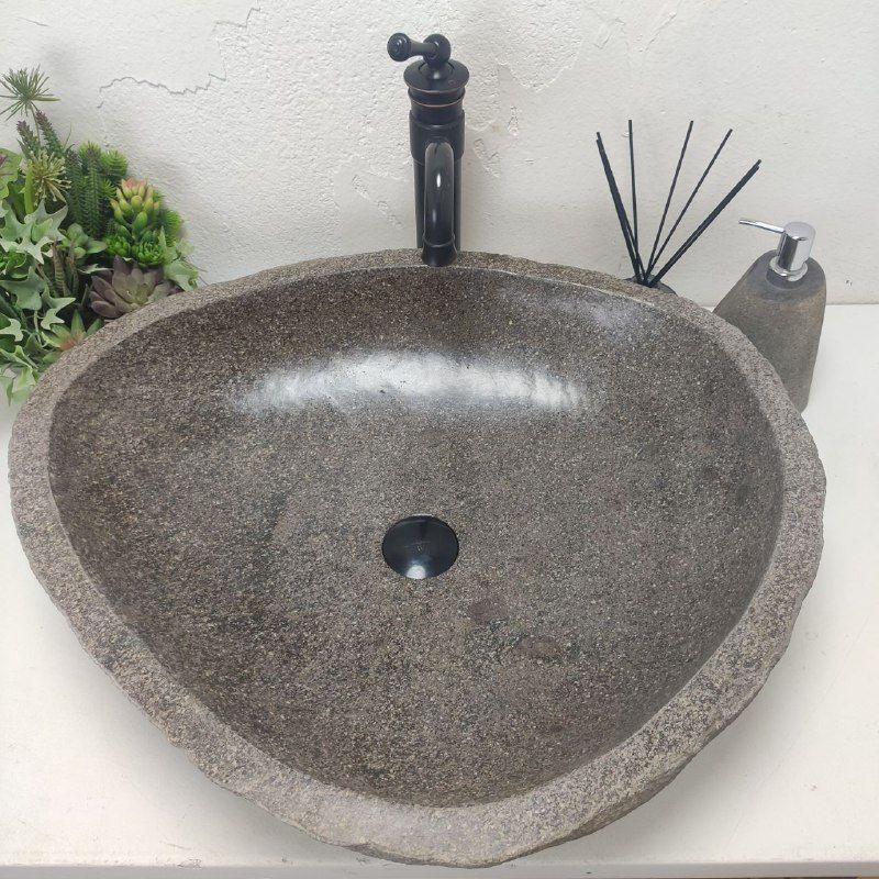 Раковина из речного камня RS-61728 (63*56*15) из натурального камня