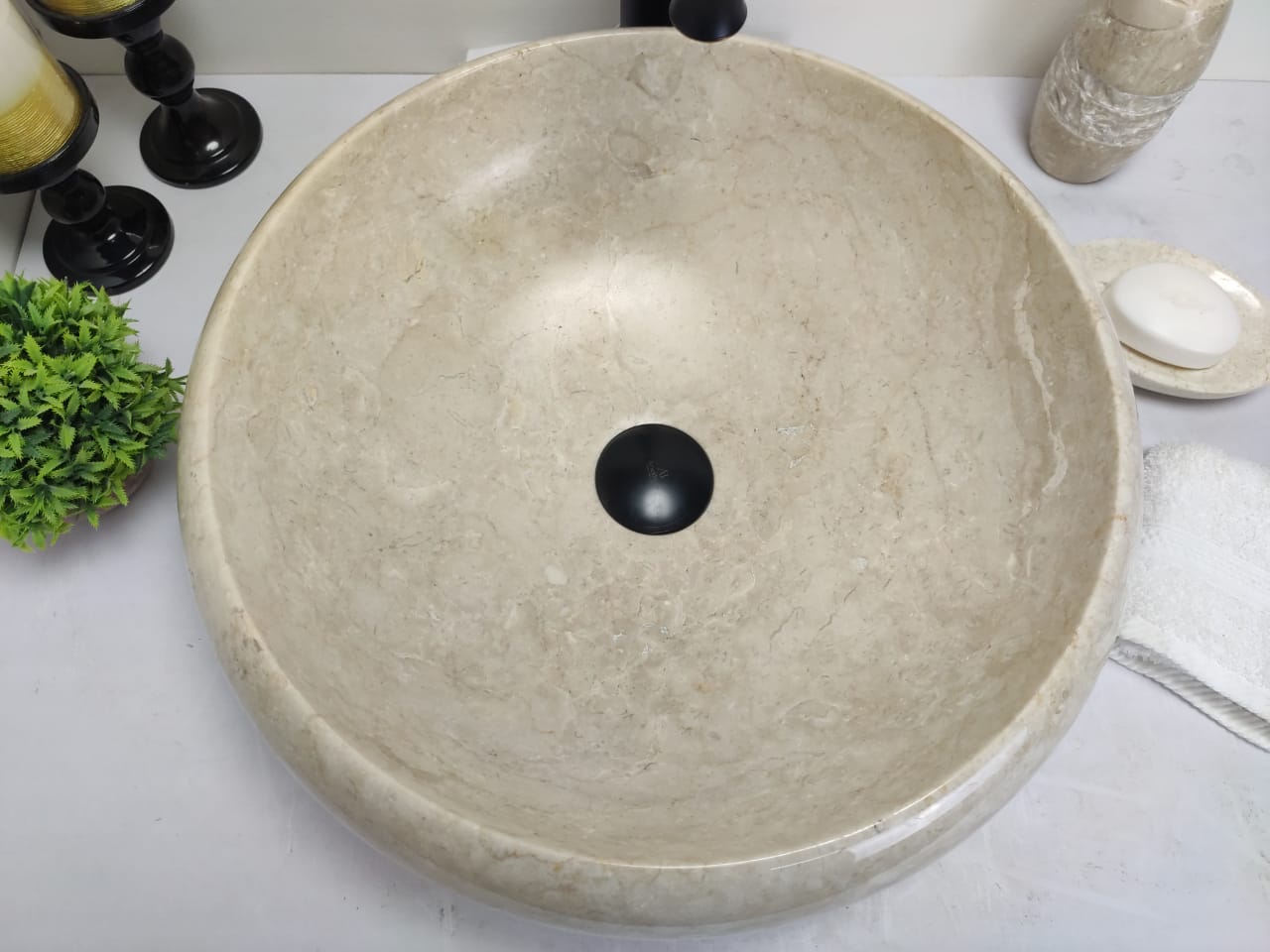 Раковина из мрамора Donut Cream Medium DM-70237 45*45*15 из натурального камня