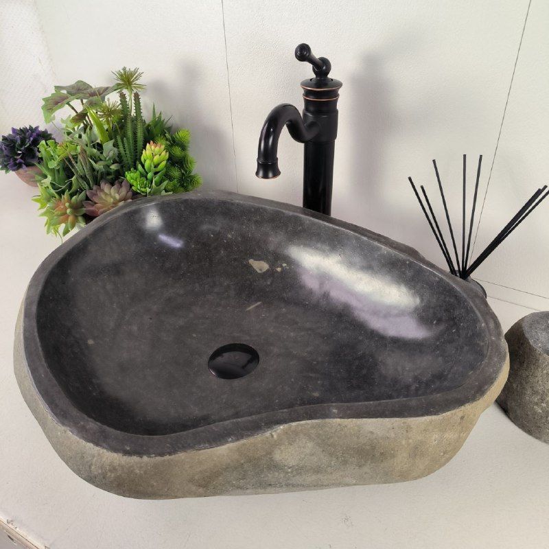 Раковина из речного камня RS-62063 (59*46*15) из натурального камня
