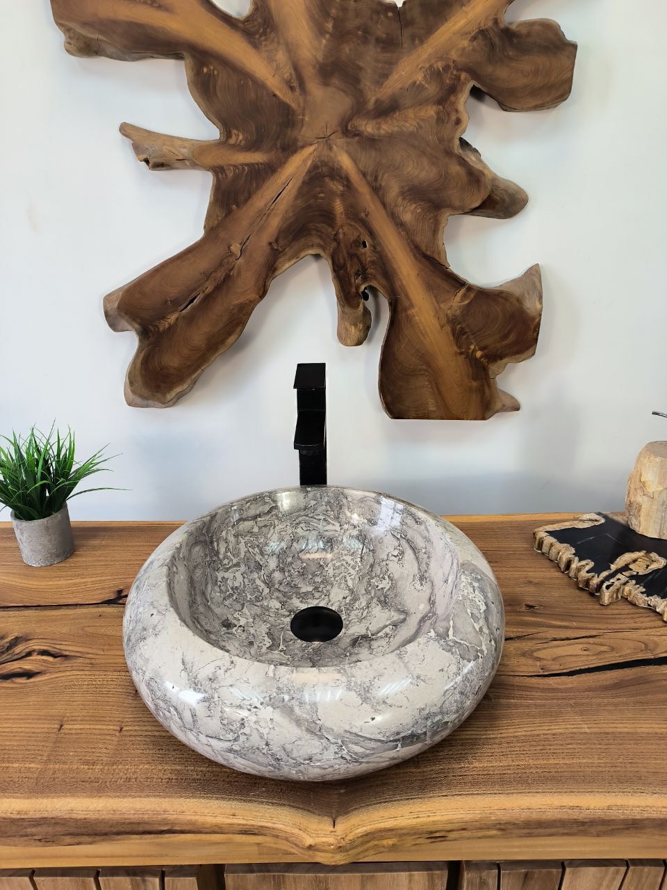 Раковина из мрамора Donut Doreng Grey DM-65867 45х45х13 из натурального камня