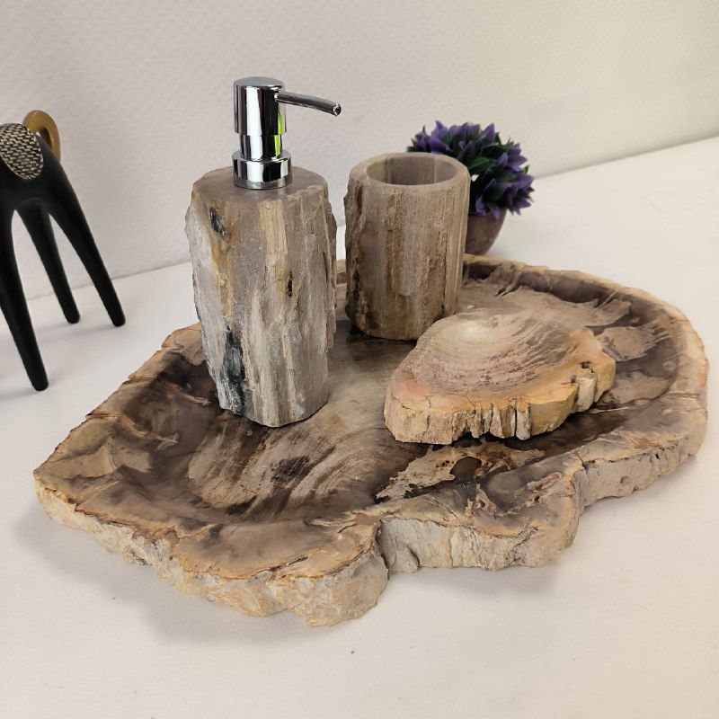 Набор из окаменелого дерева 4 предм Fossil Set NF-62858 поднос 35см*44см