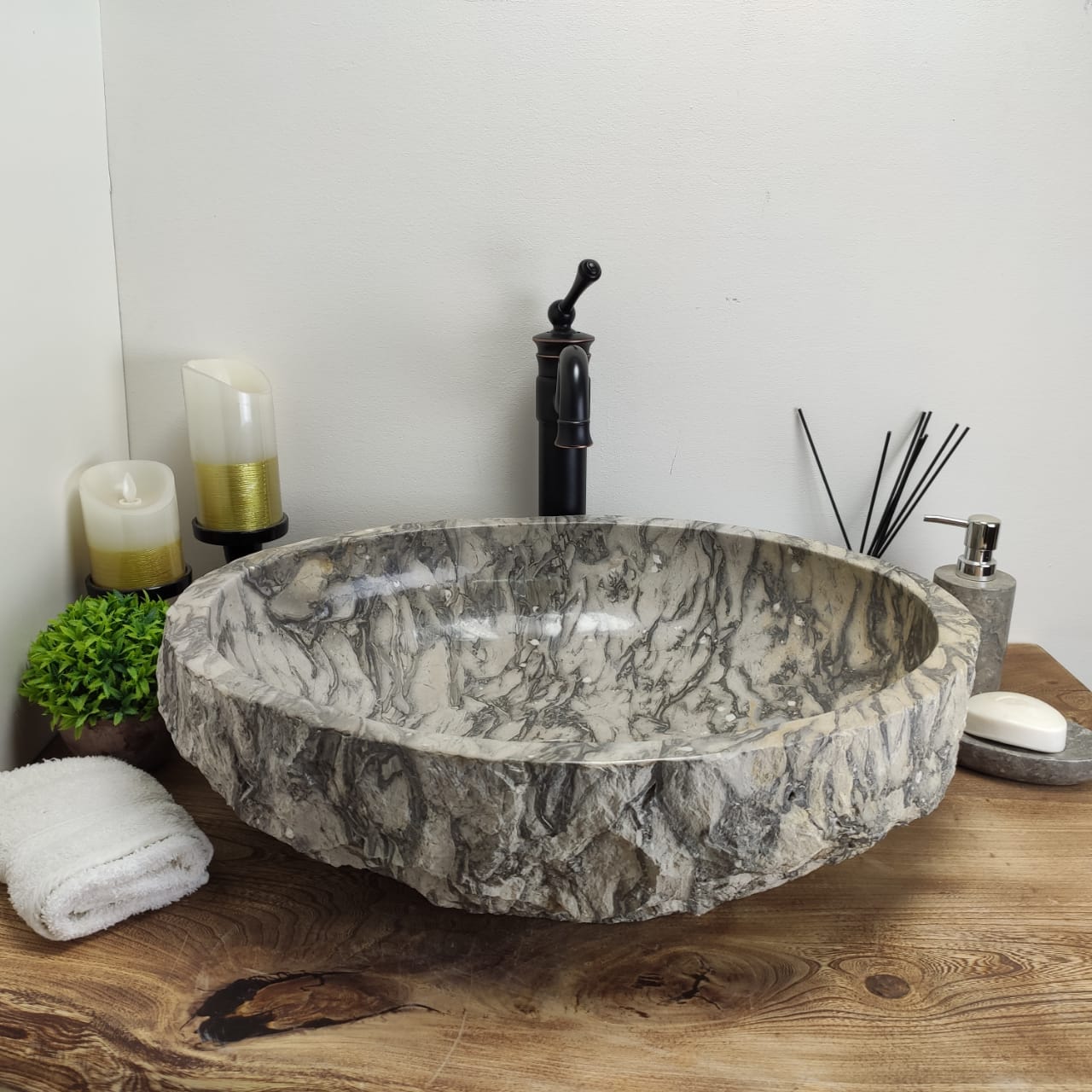 Раковина 45 см natural Stone Bowl Doreng