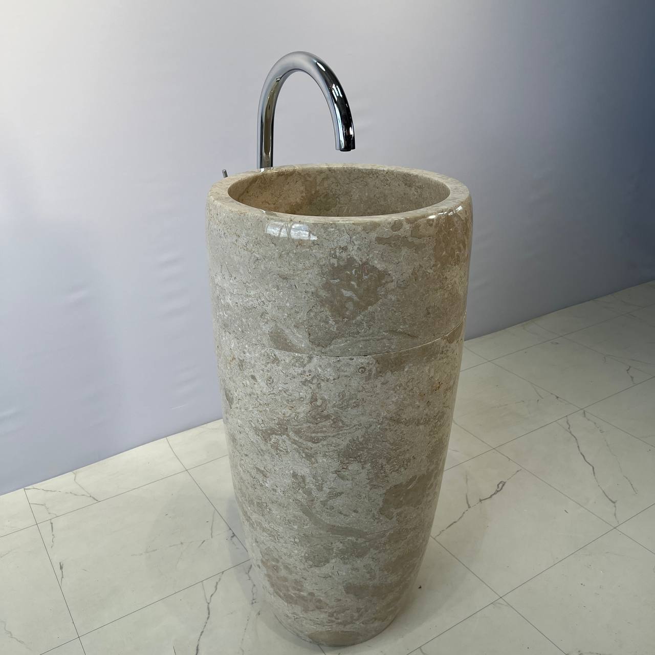 Раковина напольная из мрамора Round Midle Cream MN-67055 45*45*90