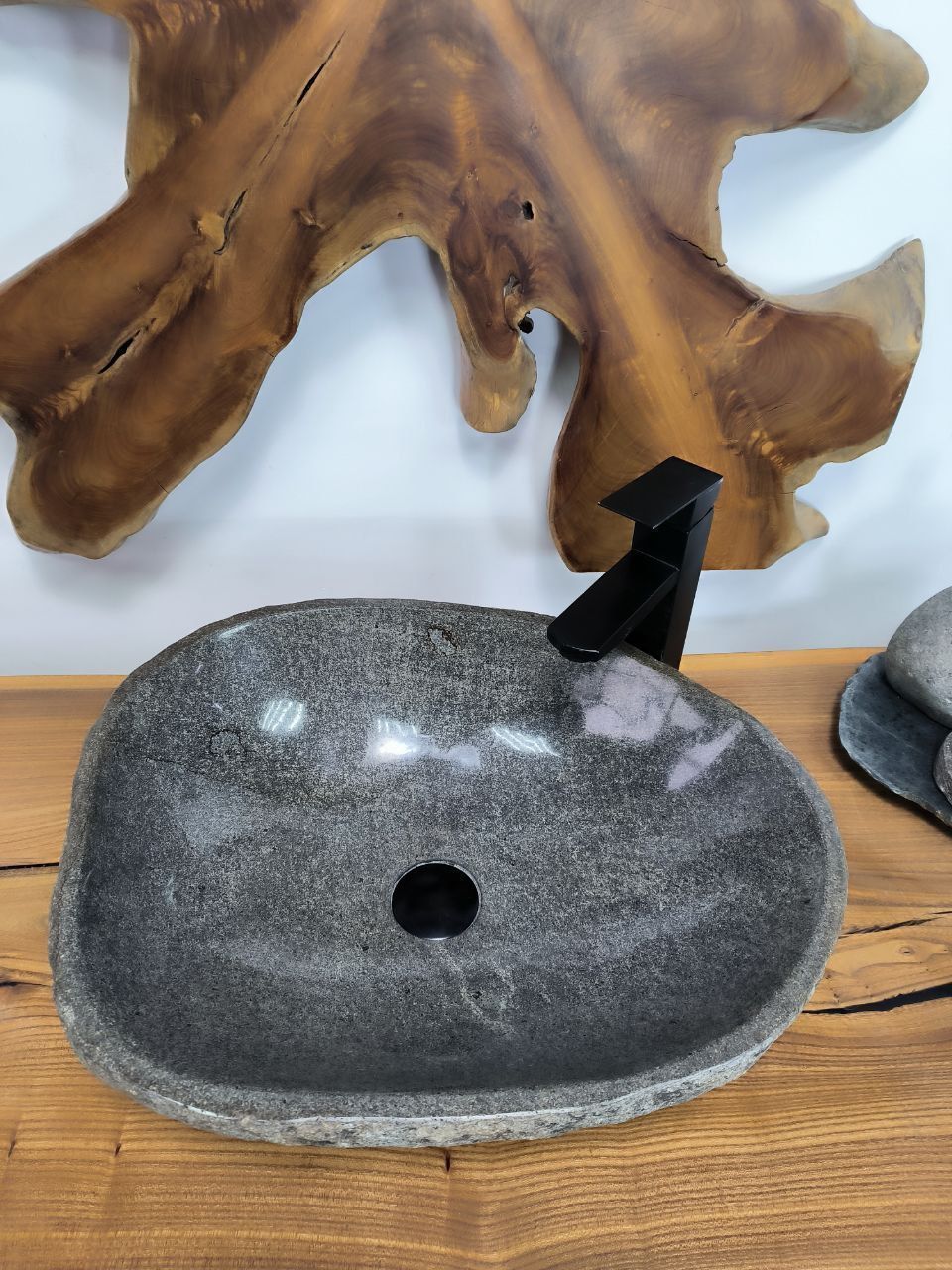 Раковина из речного камня RS-66419 50х41х15 из натурального камня