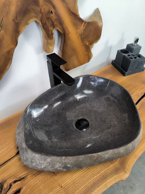 Раковина из речного камня RS-66628 54х44х16 из натурального камня