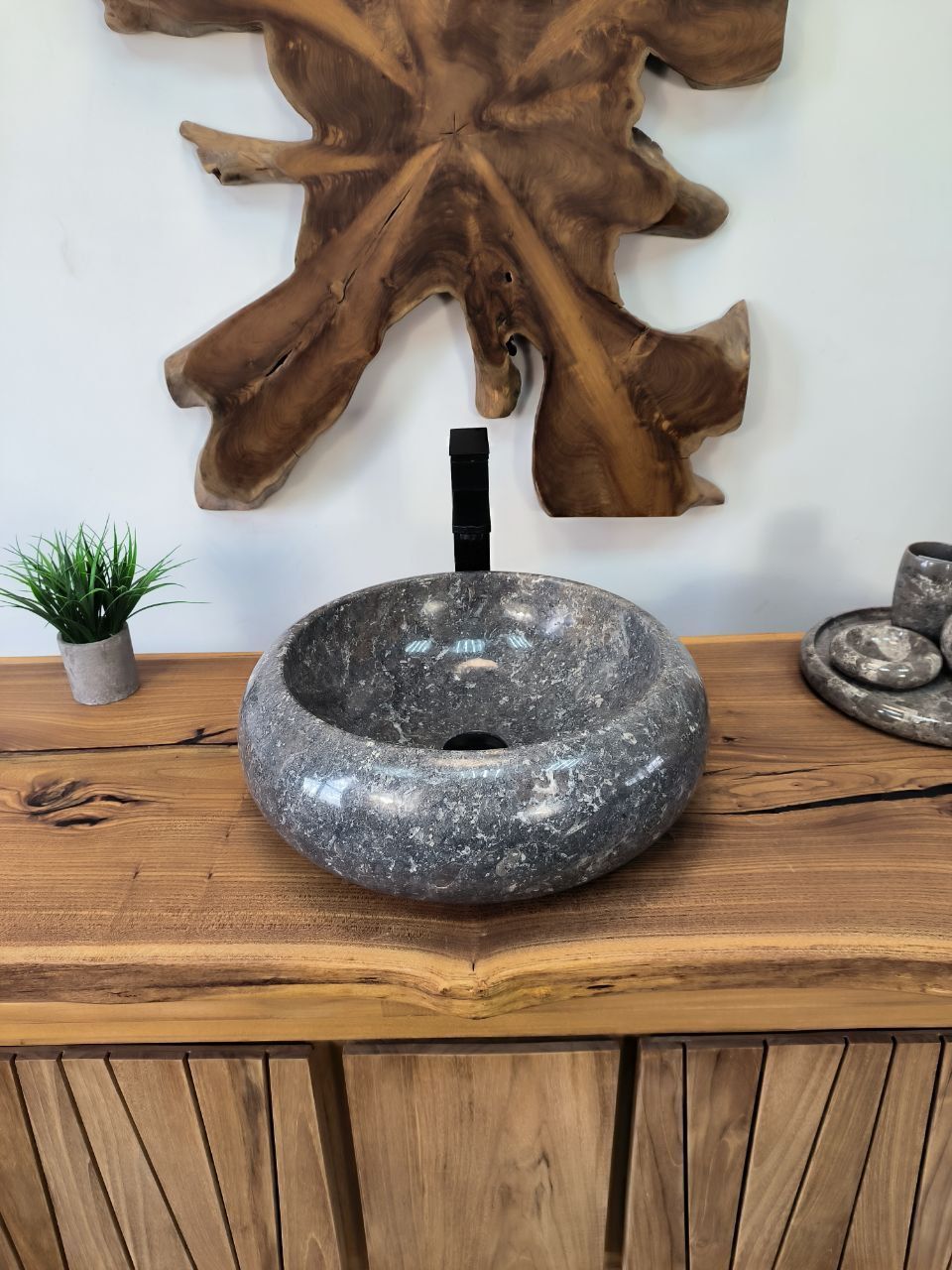 Раковина из мрамора Donut Grey DM-65868 45х45х15 из натурального камня