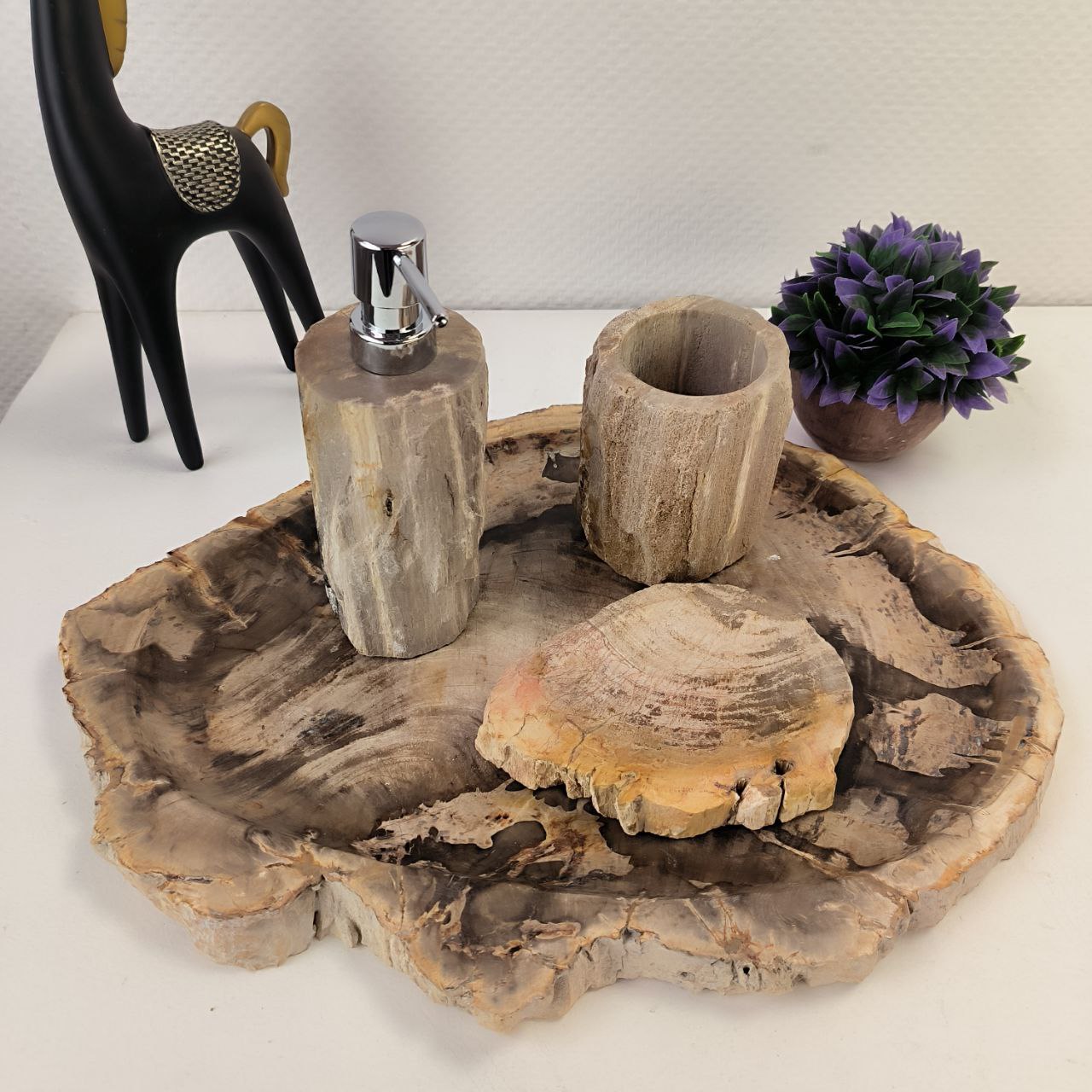 Набор из окаменелого дерева 4 предм Fossil Set NF-62858 поднос 35см*44см