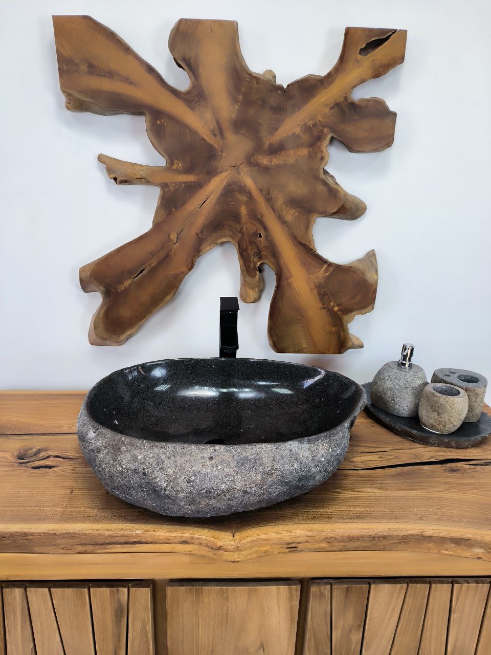 Раковина из речного камня RS-66292 58х42х15 из натурального камня