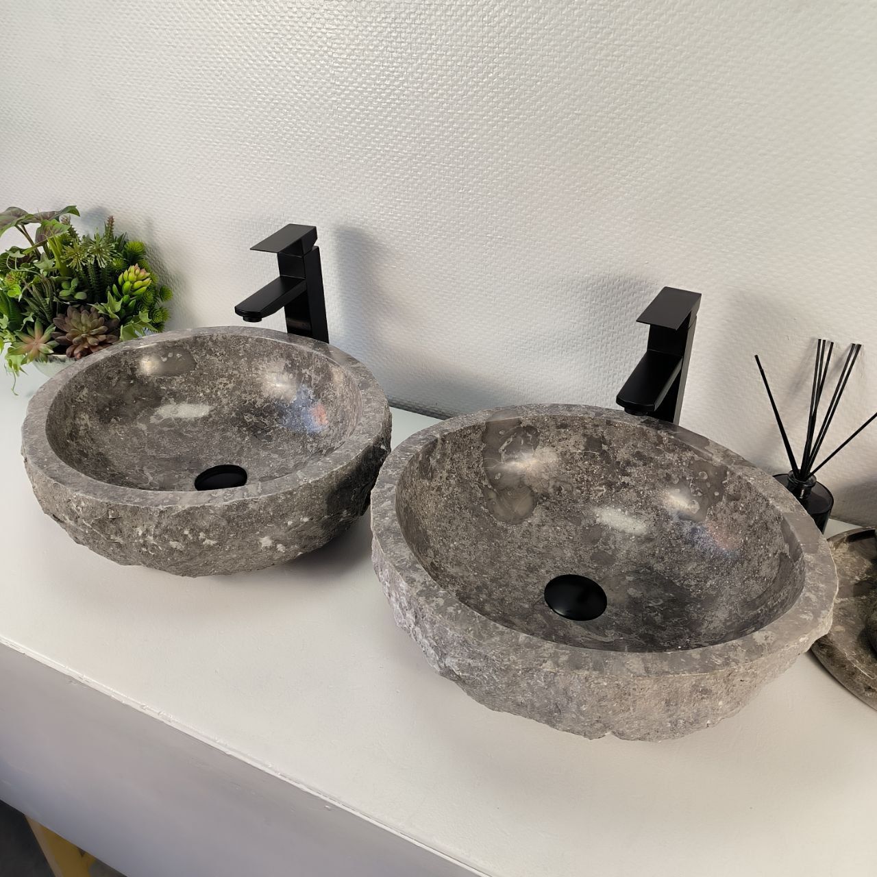 Раковина из мрамора ПАРА! Erozy Grey EM-64520 46*41*16 из натурального камня