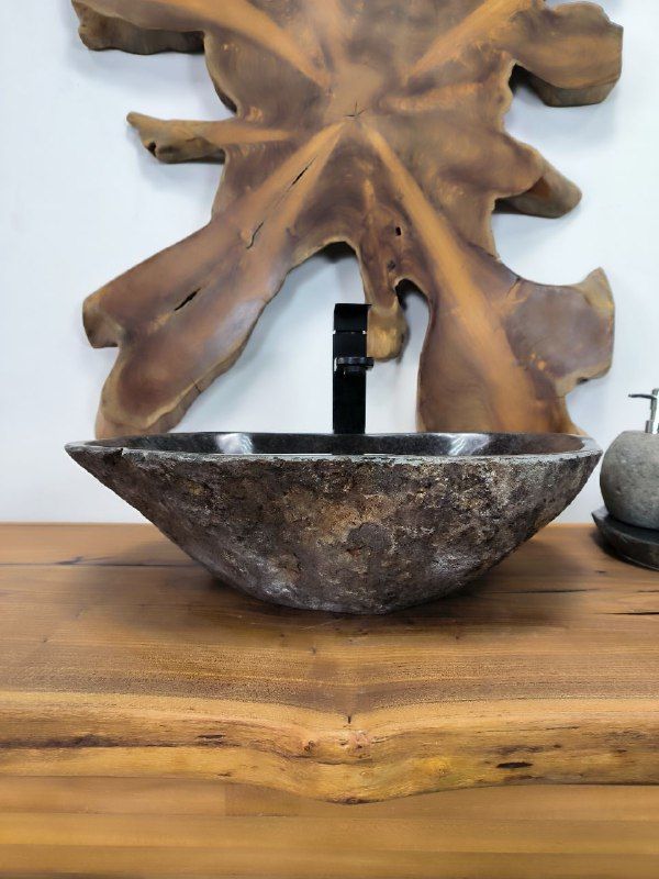 Раковина из речного камня RS-66274 51х36х15 из натурального камня