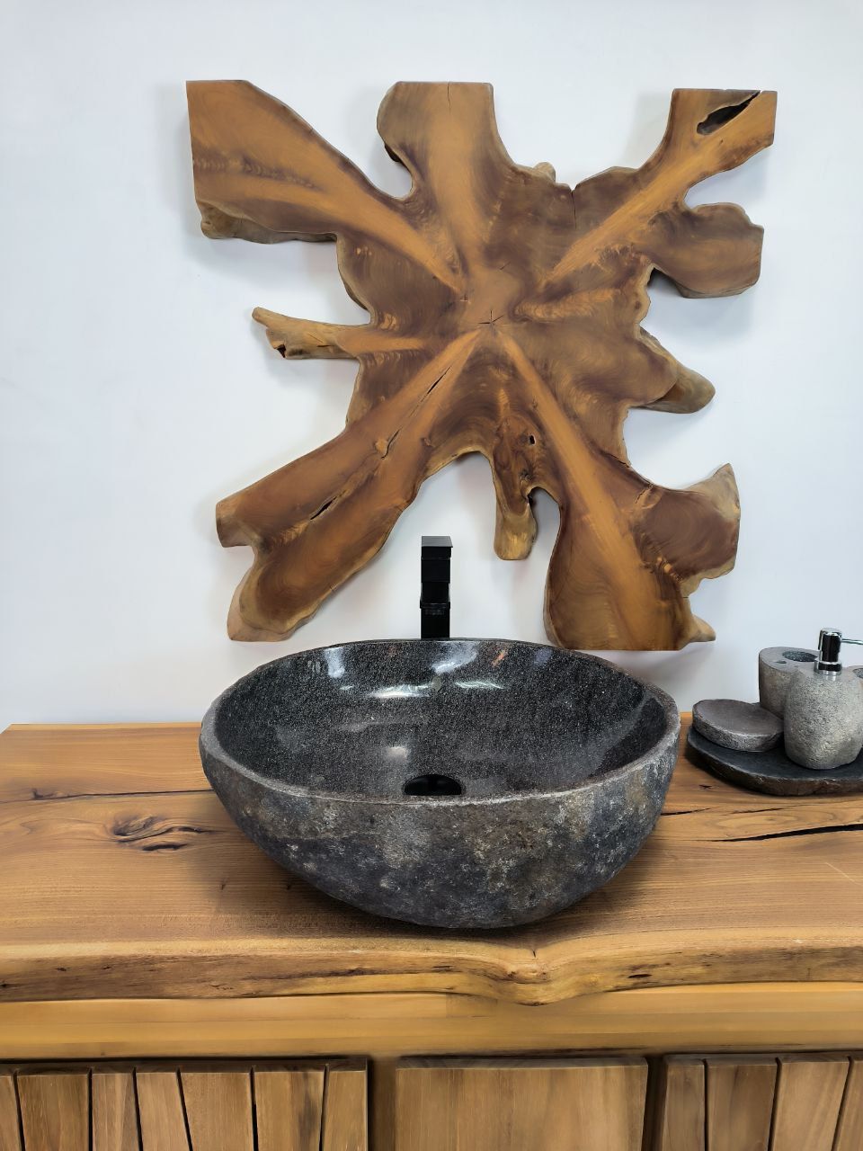 Раковина из речного камня RS-66328 52х48х15 из натурального камня