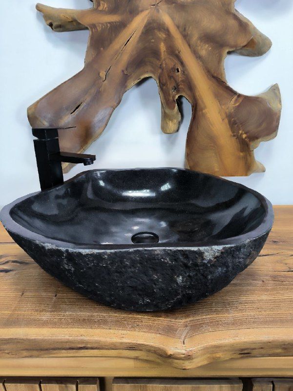 Раковина из речного камня RS-66569 54х48х15 из натурального камня