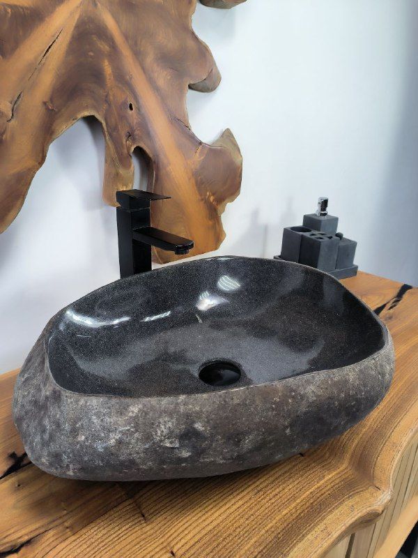 Раковина из речного камня RS-66628 54х44х16 из натурального камня
