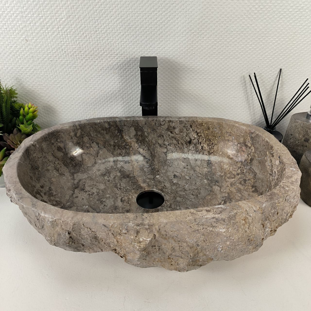 Раковина из мрамора Erozy Grey EM-65517 60*52*15 из натурального камня