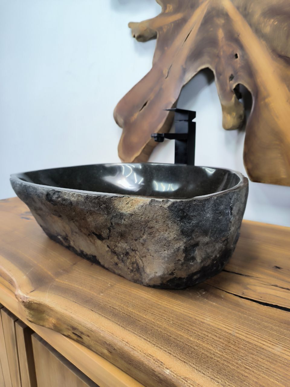 Раковина из речного камня RS-66385 54х41х15 из натурального камня