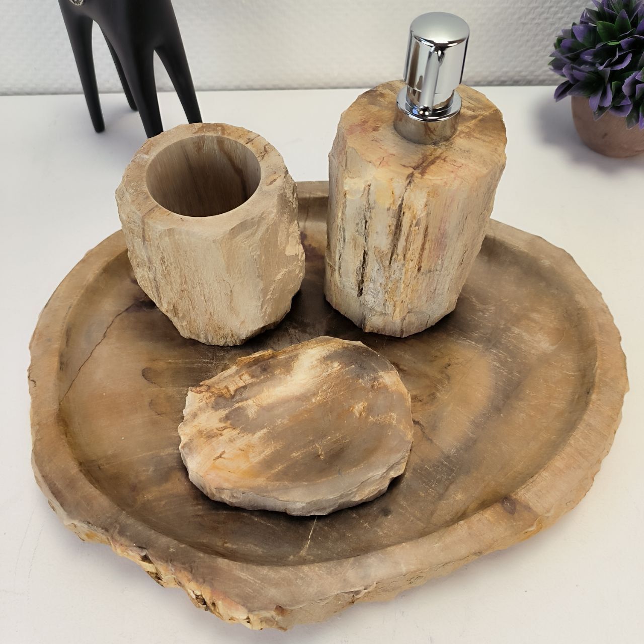 Набор из окаменелого дерева 4 предм Fossil Set NF-63069 поднос 32см*38см