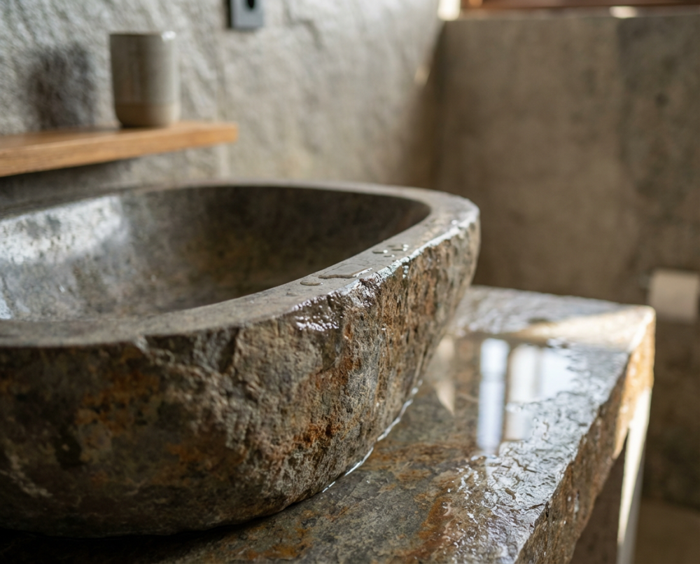 Раковины из речного камня: природный минимализм